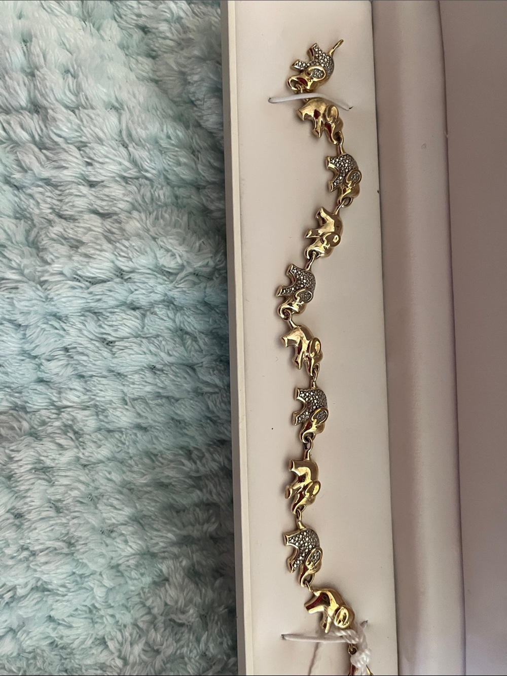 Gold Elephant Link Bracelet with Diamond Accents - Women Jewelry